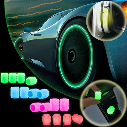 49% OFF This Week Promotions🎉🎉Glow-in-the-Dark Car Tire Valve Cap Set