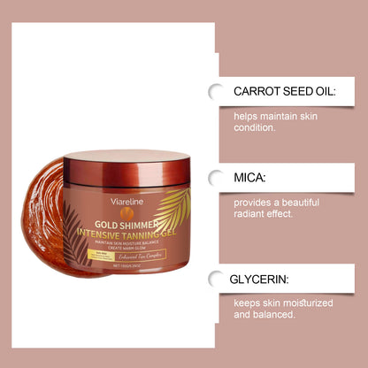 Gold Shimmer Tanning Gel 150g, Hydrating Body Lotion, Sunless Bronzer for Golden Sun-Kissed Glow, All Skin Types