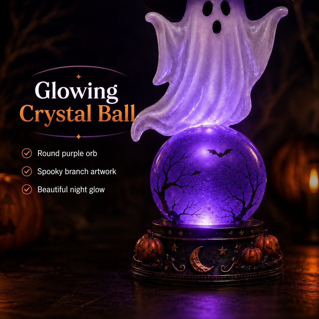 🎃Halloween Raven Crystal Ball Lighted Decor👻