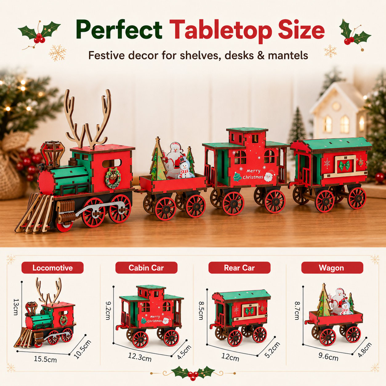 🔥LAST DAY 49% OFF - 🎄DIY Christmas Wooden Train Set 3D Assembly Puzzle Kit