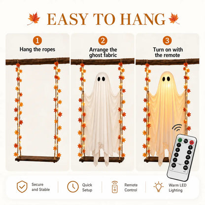 👻Halloween Swinging Ghost Light Create A Magical Haunted Porch This Halloween💡