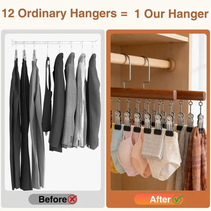 2 Pack Closet Organizer with 12 Clips, Space Saving Hangers for Clothes
