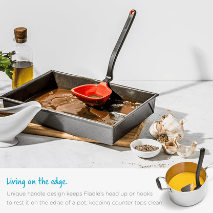 Dreamfarm Fladle Fold-Flat, Space-Saving Serving & Cooking Ladle Measures up to 1/2 Cup with Silicone Scraping Squeegee-Tip - 12"