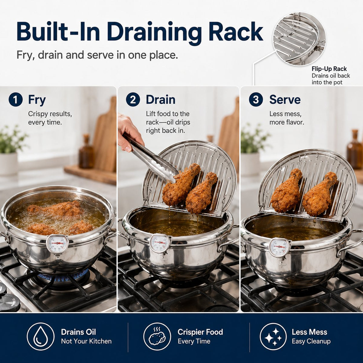 🌡️ Temperature-Monitoring Frying Pot with Rack