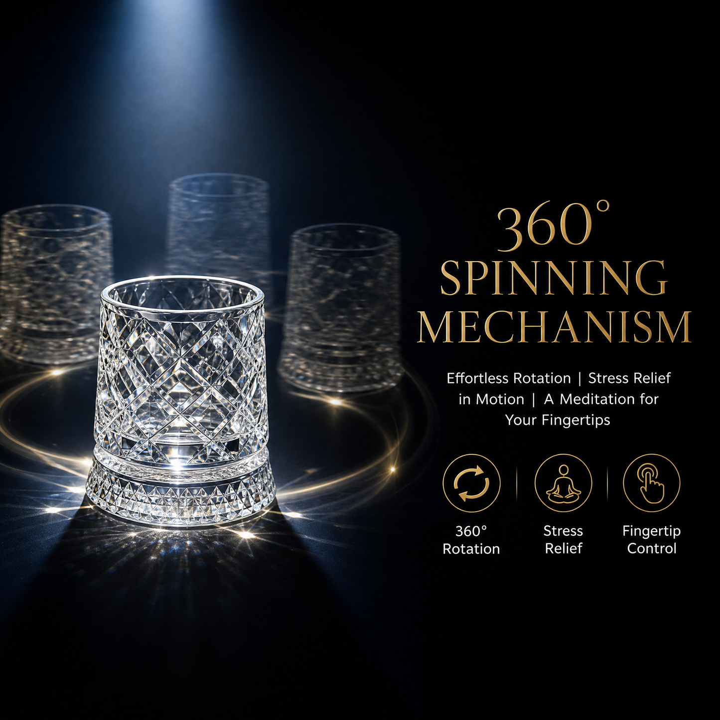 ✨ 360° Spinning Crystal Glass – Luxury Star-Cut Barware