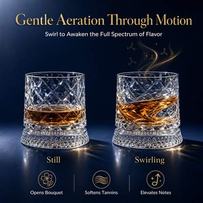✨ 360° Spinning Crystal Glass – Luxury Star-Cut Barware