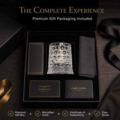 ✨ 360° Spinning Crystal Glass – Luxury Star-Cut Barware