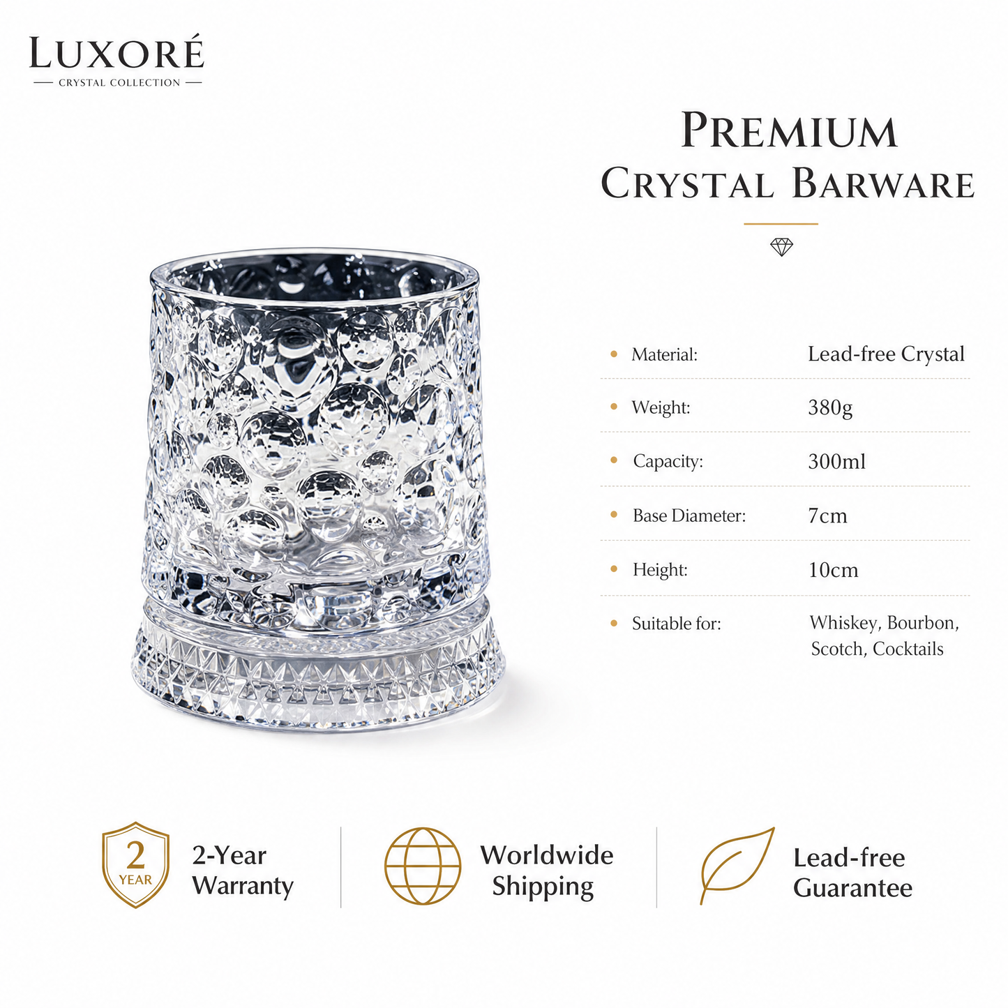 ✨ 360° Spinning Crystal Glass – Luxury Star-Cut Barware