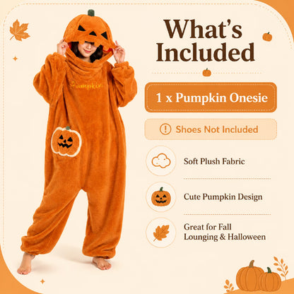 Halloween Pumpkin Onesie Pajamas - Cozy Fleece Jack-O-Lantern Costume