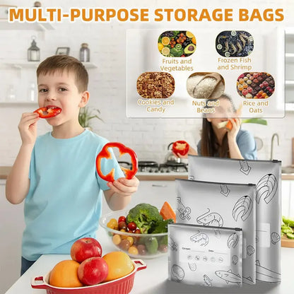 🛡️🥬 Reusable thickened upright aluminum foil sealing storage bags with labels