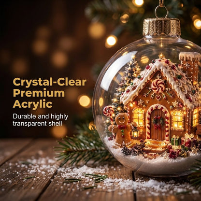 🔥HOT SALE🔥🎄Glowing Christmas Diorama Ornament with Soft Warm Light - Crystal-Clear Acrylic 3D Miniature Bauble with Hanging Cord - 8 Unique Festive Scenes (Santa, Nutcracker, Gingerbread House) for Tree & Mantel Decor Gift