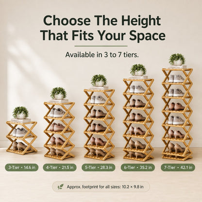 🔥Buy 2 Get 20% OFF🔥Foldable Bamboo Accordion Shoe Rack