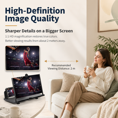 👁️ 3D HD Phone Screen Enlarger – Foldable Eye-Protection Magnifier Stand for Videos & Gaming 📱✨