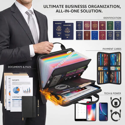 🔥 Fire-Resistant Document Organizer Bag – Large Capacity A4 File Storage Case