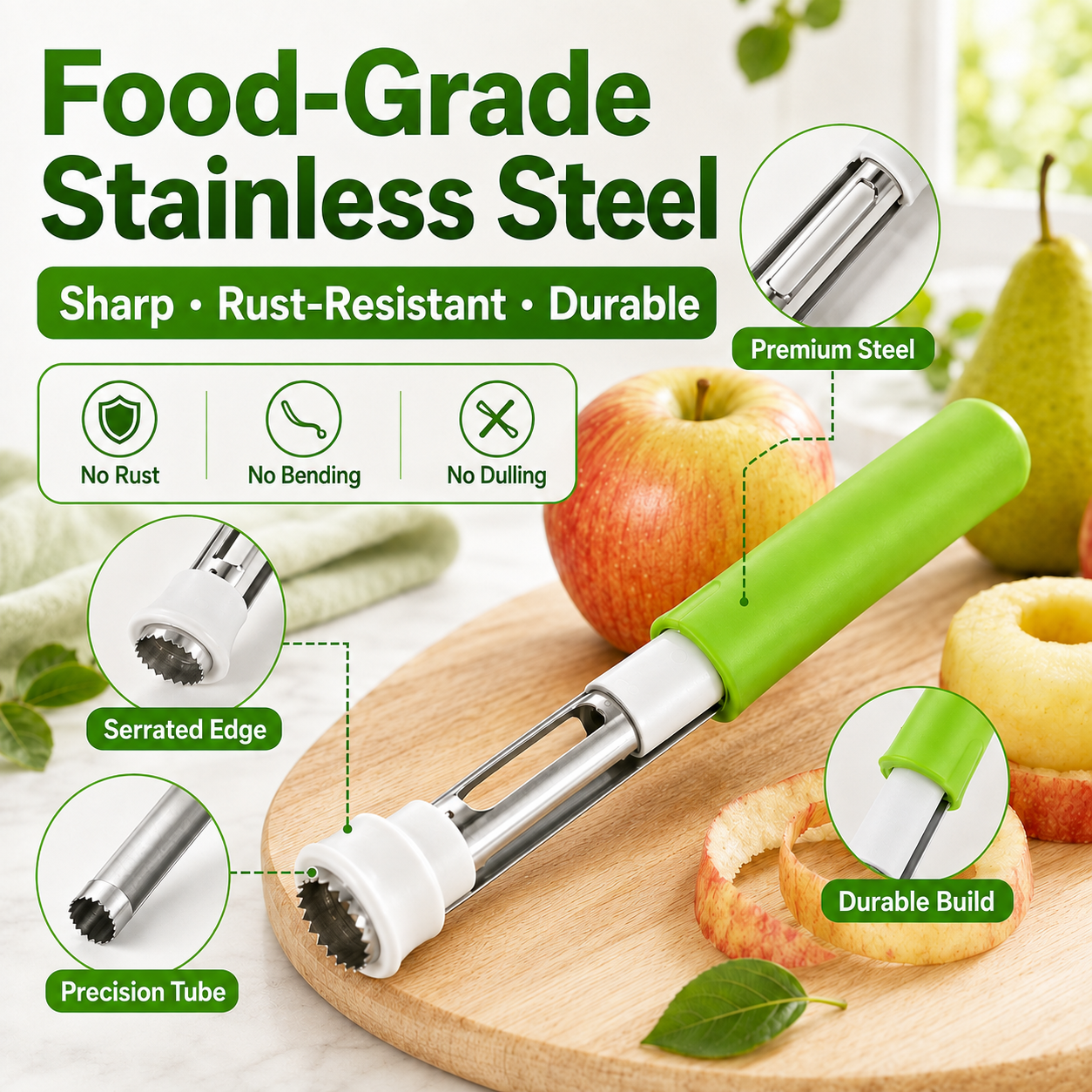 🍎 2-in-1 Retractable Fruit Corer & Peeler