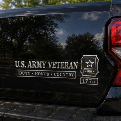 U.S. Army Veteran 3D Metal Car Emblem – Duty Honor Country Badge for Trucks & SUVs