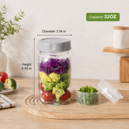 🥗Leak-proof salad lunch jar - with built-in divider