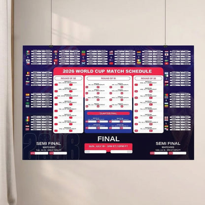 ⚽🏆Graphic World Soccer 2026 Schedule Wall Chart, Soccer Fixtures Chart, Soccer Cup 2026 Result Chart （3 Jumbo Posters ）