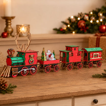 🔥LAST DAY 49% OFF - 🎄DIY Christmas Wooden Train Set 3D Assembly Puzzle Kit