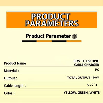 💡3 in 1 Charger Retractable 80W MAX Fast
