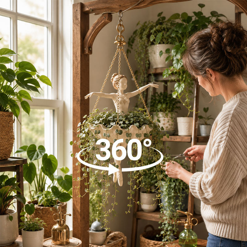 🩰🌿 Ballet Dancer Hanging Planter | Elegant Floating Flower Pot