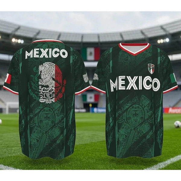 ⚽🏆Mexico 2026 Retro Soccer Jersey – Chichén Itzá Pyramid Graphic All-Over Print Sportswear