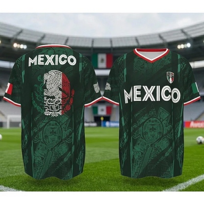 ⚽🏆Mexico 2026 Retro Soccer Jersey – Chichén Itzá Pyramid Graphic All-Over Print Sportswear