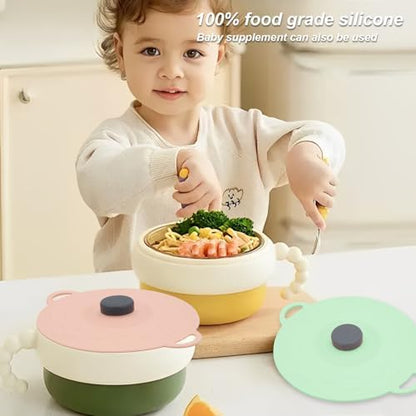 5 Pcs Non-Slip Silicone Suction Container with Lid