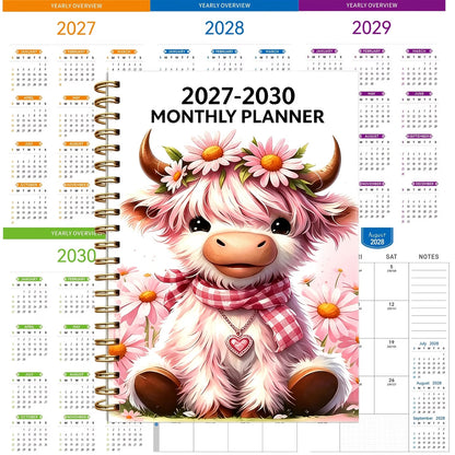 🐮 2026-2030 Calendar 📅  - From January 2026 to December 2030, 5-year calendar, cartoon Highland cow themed cover design, annual calendar planning, month labels, 60-month calendar