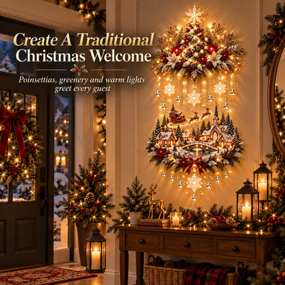 🎄✨ Christmas Village Glow™ | Lighted Tree & Town Wall Hanging