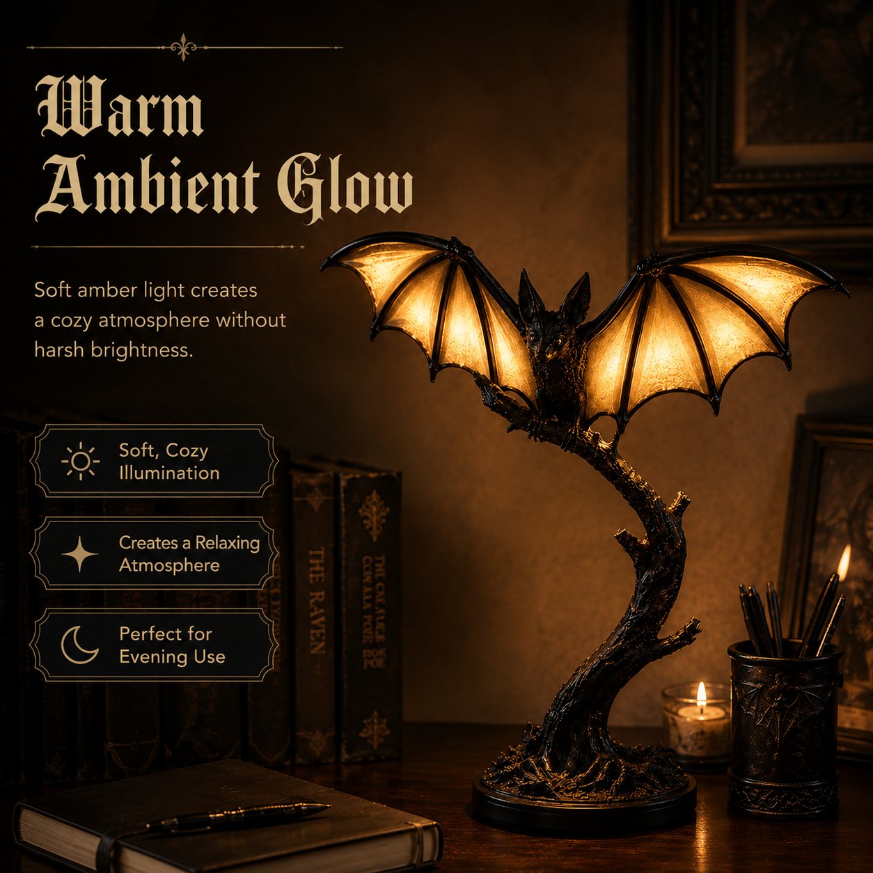 Lichtgevende vleermuis-tafellamp 🦇