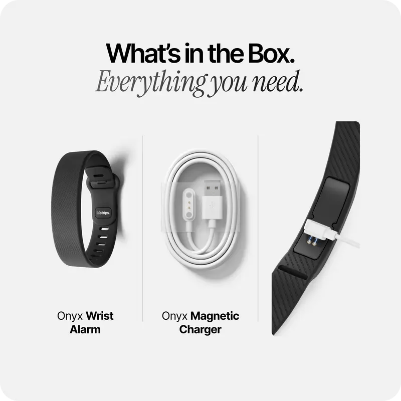 ⌚ Onyx Silent Vibration Alarm Clock – Wrist-Worn Wearable Wake-Up Device for Heavy Sleepers, Partner-Friendly Quiet Alarm with 2 Intensity Levels, 3 Alarms & 14+ Day Battery