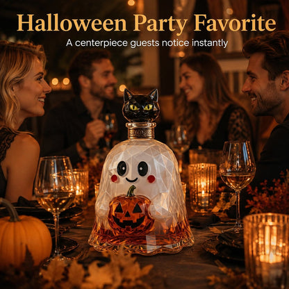 Ghost Pumpkin Halloween Decanter 🎃 Spooky Glass Whiskey Bottle