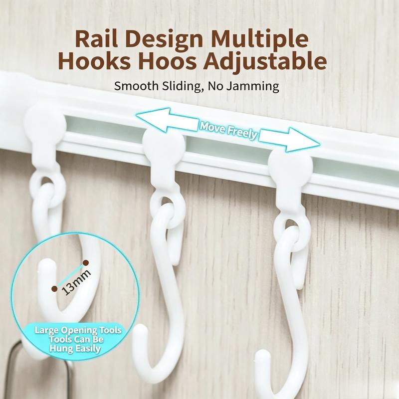 Multifunctional Cabinet Sliding Hook Rack – No-Drill Space Saver with 10 Adjustable Hooks