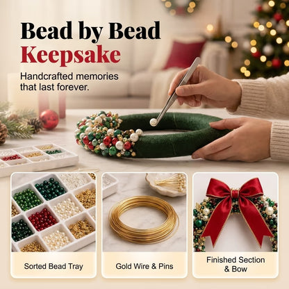 🎁 DIY Pearl Wreath Making Kit – Elegance Handmade Beaded Christmas Wreath Keepsake 🎄