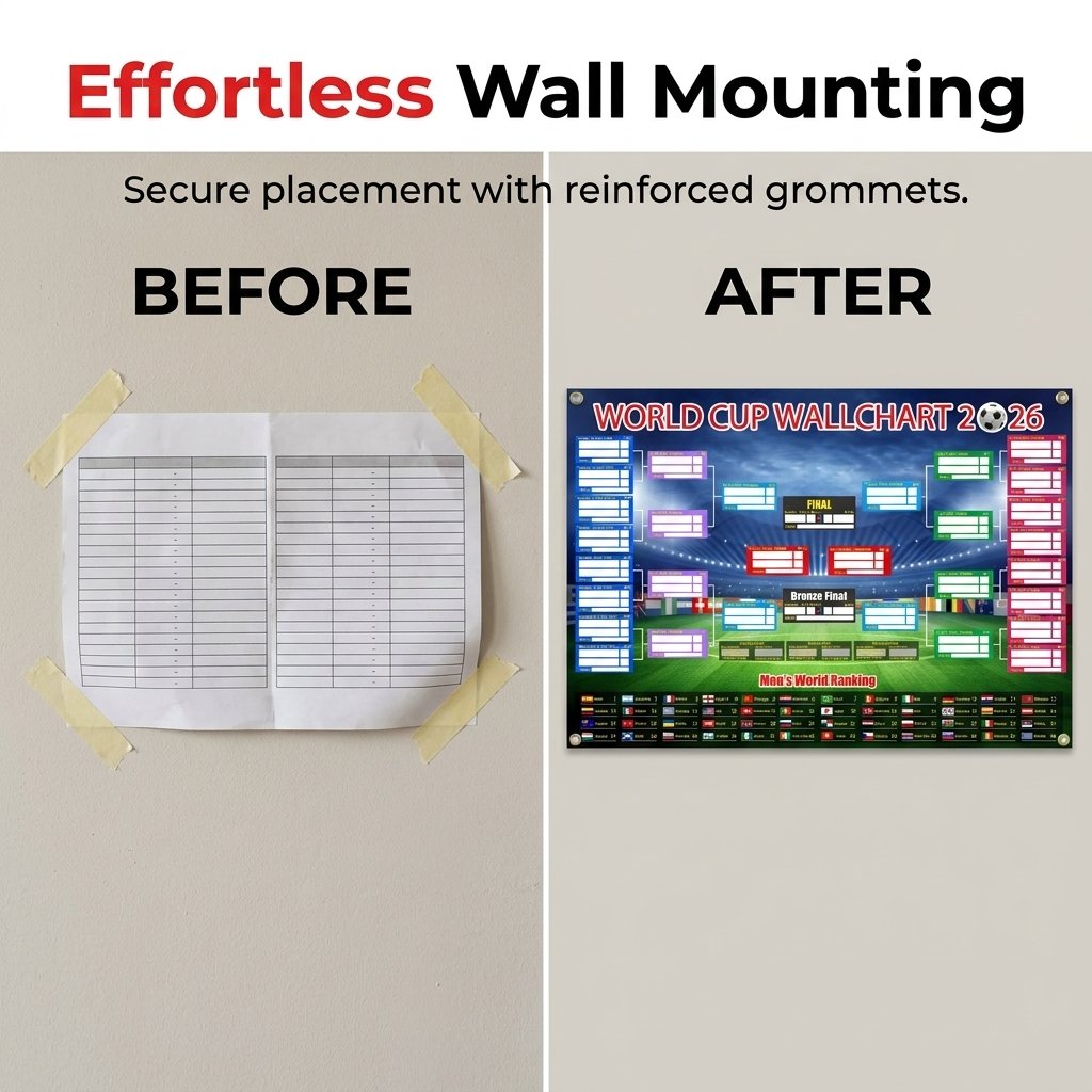 ⚽🏆 Ultimate 2026 Soccer Fan Wall Chart Kit – Group Stage & Knockout Posters (23.6” x 35.4”), Marker Pen & Mounting Strips Included