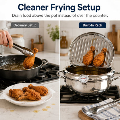 🌡️ Temperature-Monitoring Frying Pot with Rack