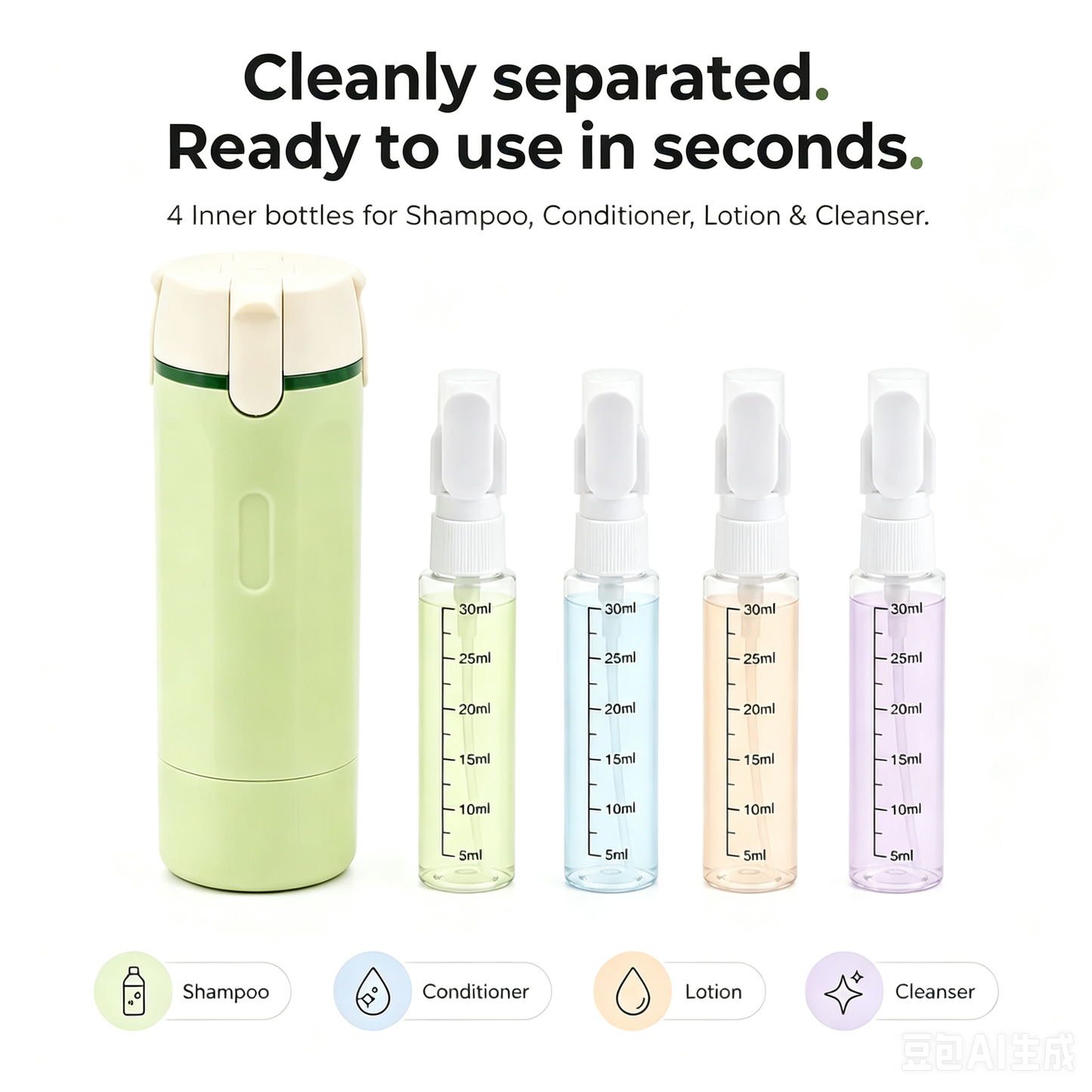 ✈️ Bloom 4-in-1 Travel Dispenser | Leak-Proof Toiletries Organizer 🧴