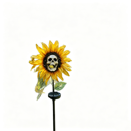 💀Solar Sunflower Skull Stake Lights - Waterproof LED Halloween Pathway Decor