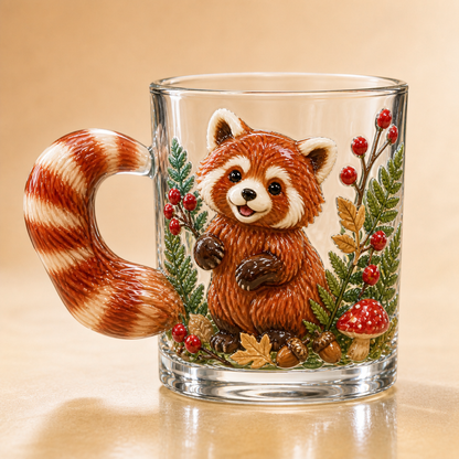 3D Animal Glass Mug with Sculpted Tail Handle