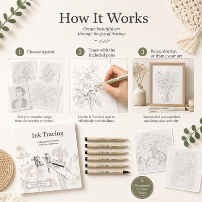 Beginner-Friendly💕Ink Tracing: A Therapeutic Reverse Coloring Experience📚(Deluxe Edition)