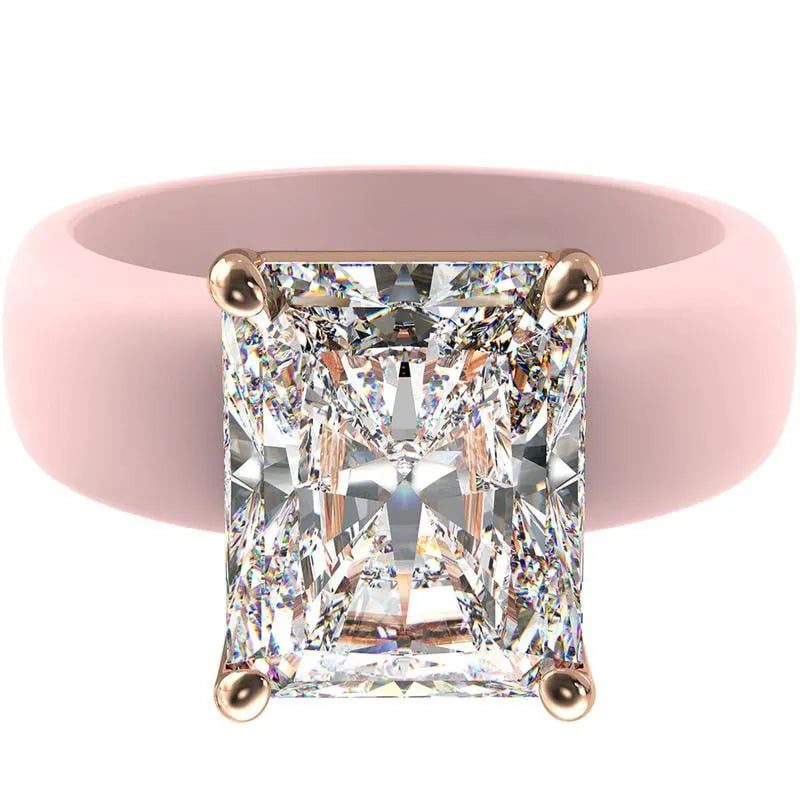 Renfit Silicone Ring – 10×8 mm Emerald Cut CZ