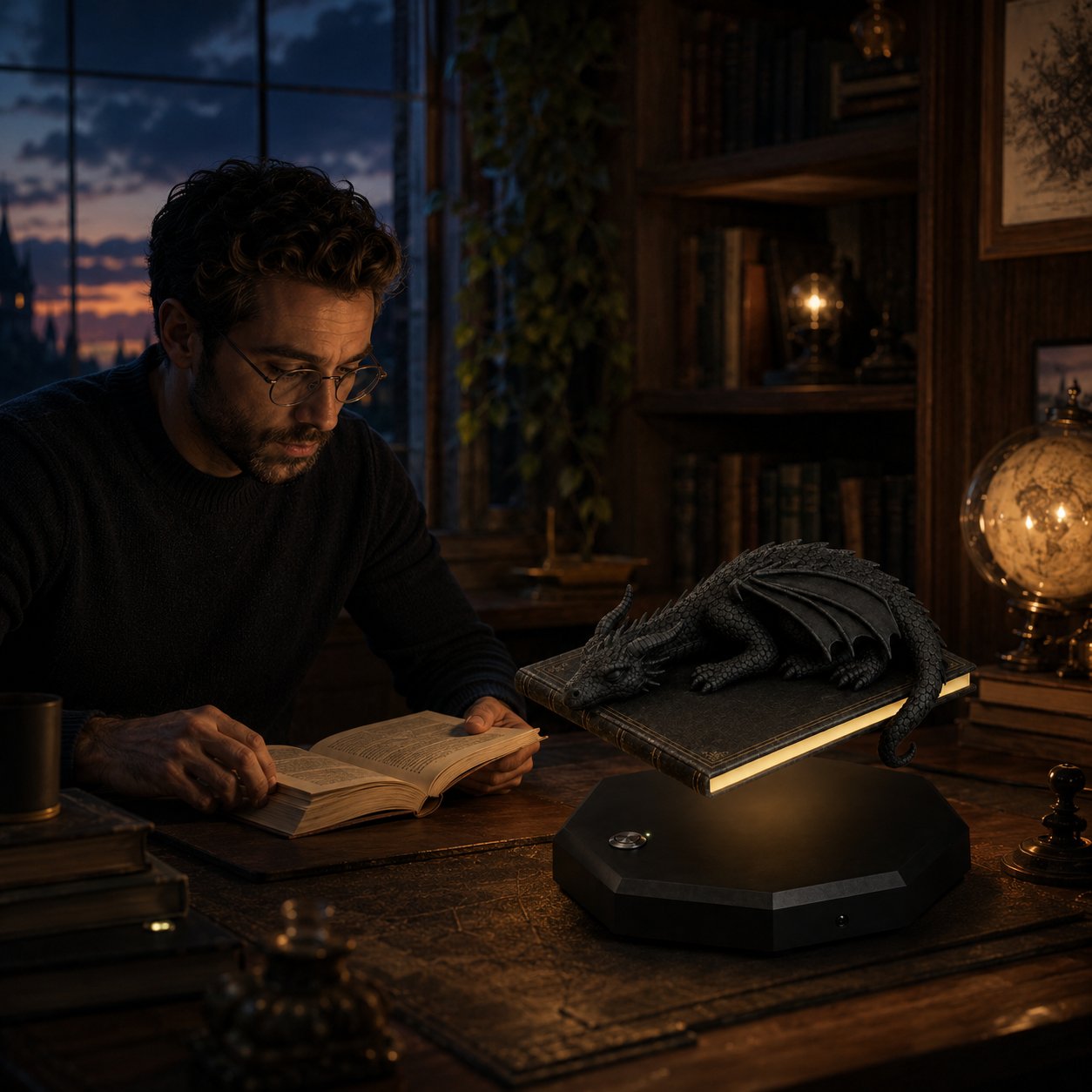 🐉 Magnetic Levitating Floating Dragon Lamp | Bedroom Reading Decor Light