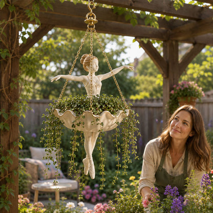 🩰🌿 Ballet Dancer Hanging Planter | Elegant Floating Flower Pot