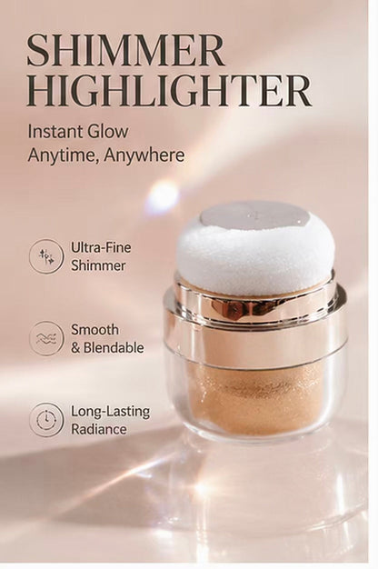 3-Shade Shimmer Highlighter with Puff | Face & Body Glow