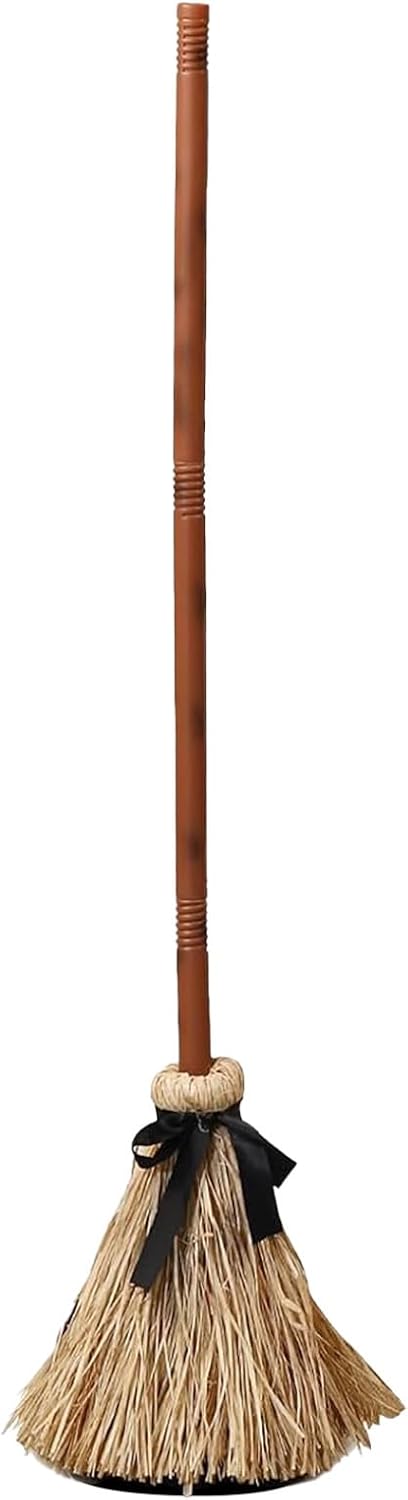 Animated Floating Witch Broom Halloween Prop | Touch & Sound Activated Levitating Tabletop Decor