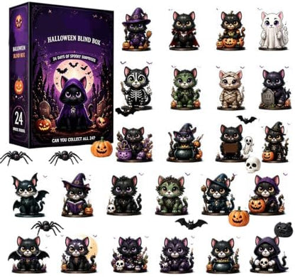 🎃 24-Day Halloween Cat Advent Calendar — Spooky 2D Acrylic Figurine Countdown Box 🐾