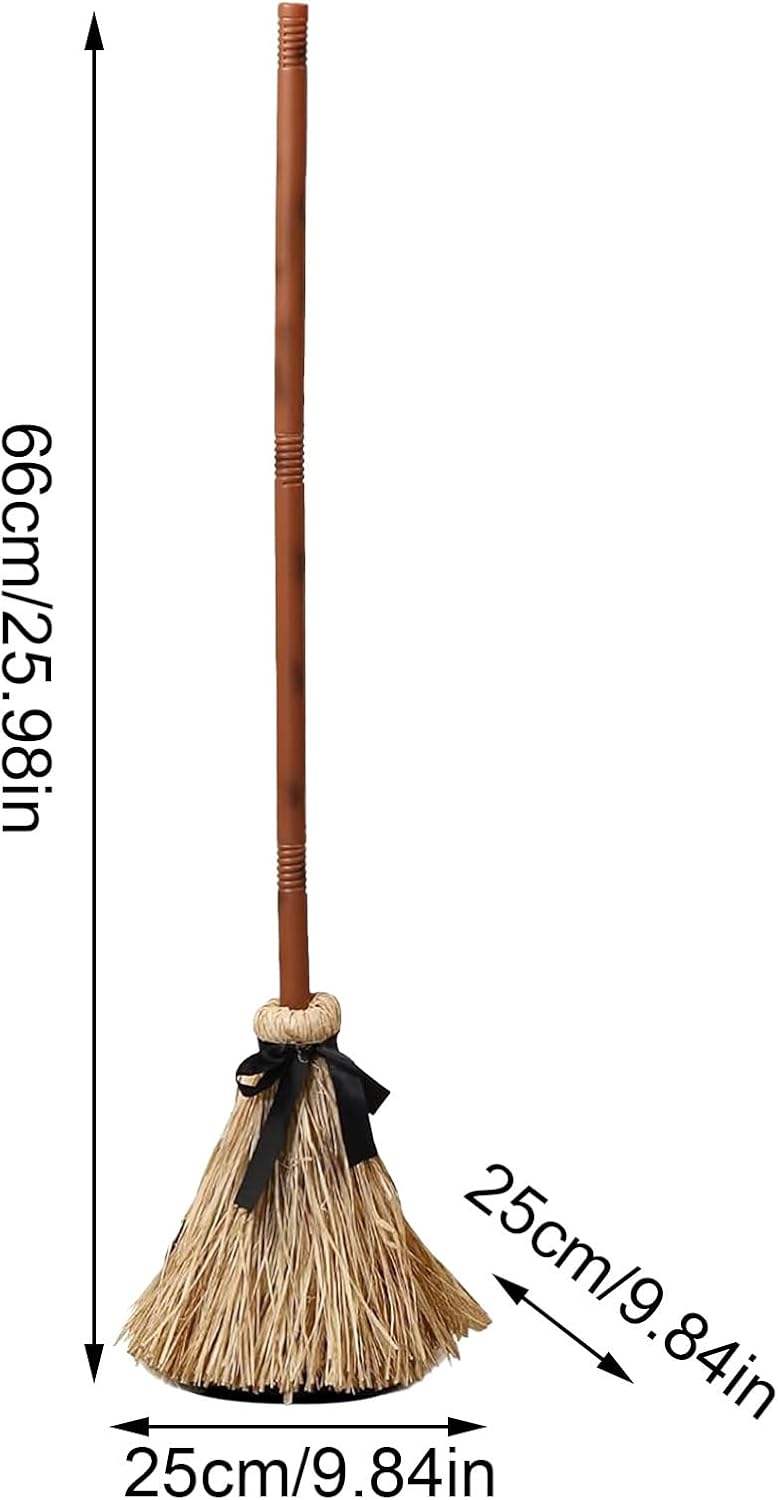 Animated Floating Witch Broom Halloween Prop | Touch & Sound Activated Levitating Tabletop Decor