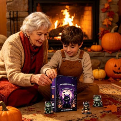 🎃 24-Day Halloween Cat Advent Calendar — Spooky 2D Acrylic Figurine Countdown Box 🐾
