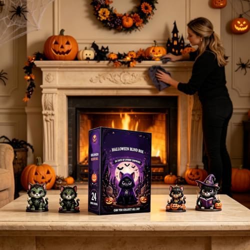 🎃 24-Day Halloween Cat Advent Calendar — Spooky 2D Acrylic Figurine Countdown Box 🐾
